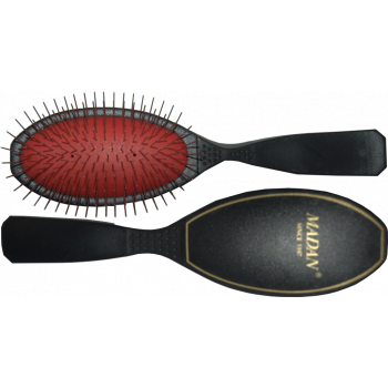 Madan Standard Pin Brush Black/Red cushion suitable for heavy coated breeds